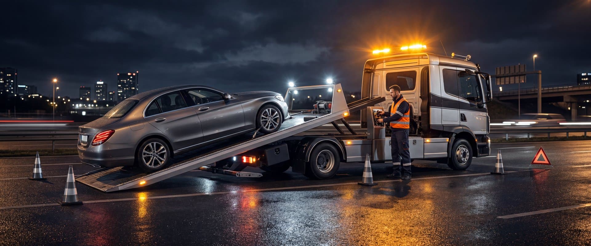 Asistencia de emergencia en carretera en Silver Spring: En Prestige Auto Body ofrecemos servicio profesional de grúa de plataforma las 24 horas para su total tranquilidad.